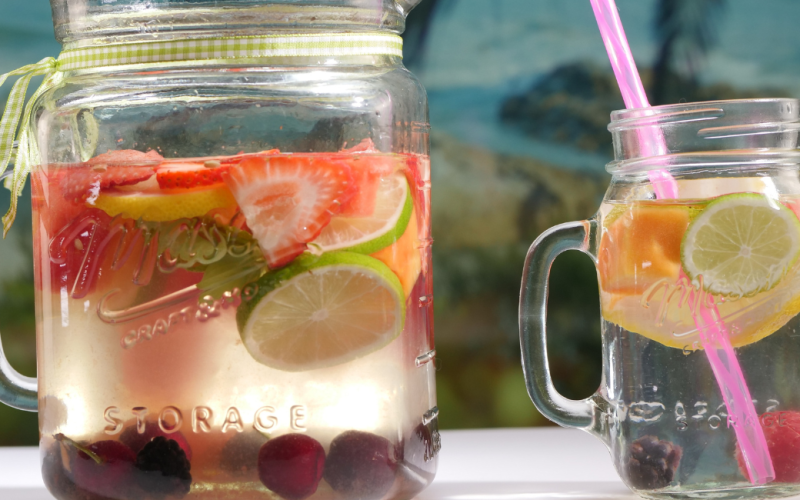 Lemon and Raspberry infused water