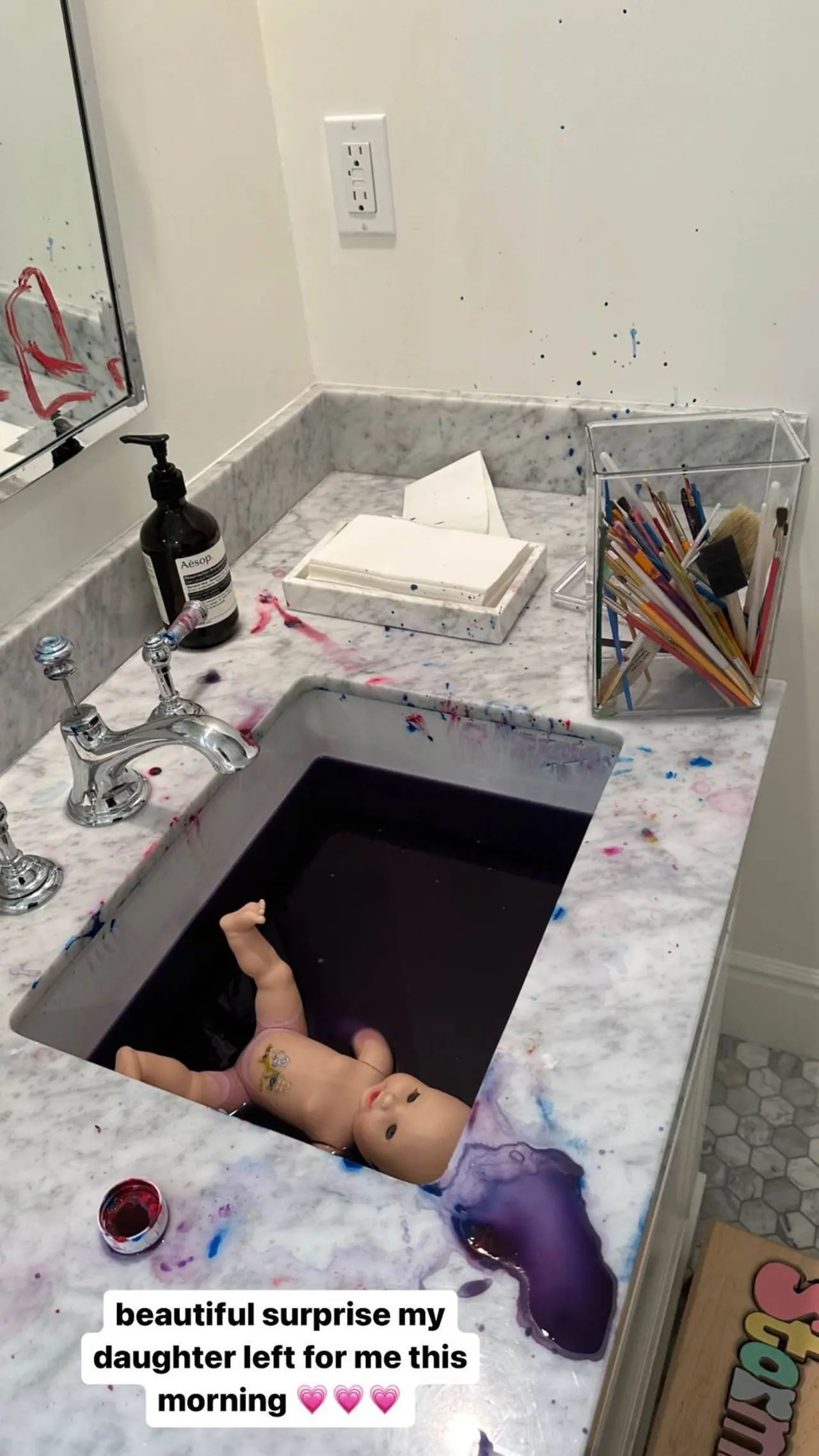 kylie jenner daughter stormi webster paint marble bathroom 0004